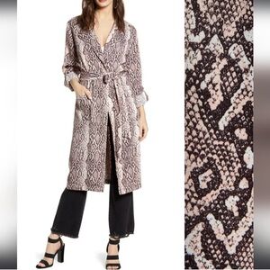 Nordstrom Leith Belted Snakeskin Trench Longline Duster Jacket